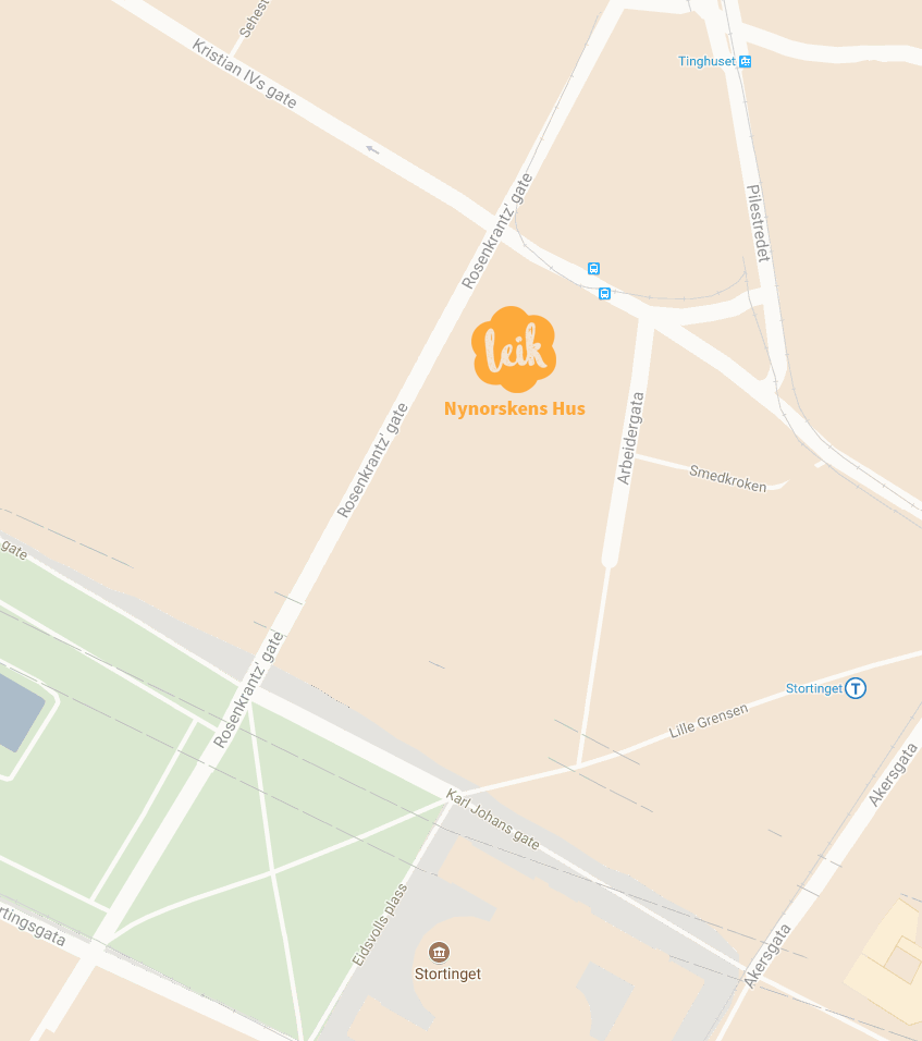 kart over området kring Nynorskens Hus